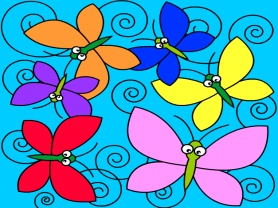 Seis mariposas de colores